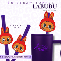 Red Labubu Straw Topper -Standard Size