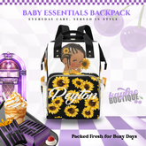 Black and White Sunflower Multi-Use Diaper Bag