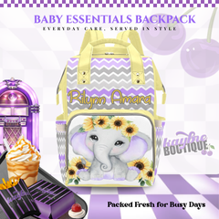 Elephant and Sunflower Multi-Use DiaperBag