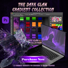 The Dark Glam Gradient Collection | 15 Cinematic Gradients for Photoshop, Canva, and Procreate | Kaybre Boutique AI-Lloween Series