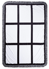 Sublimation Blanket with 9 Printable Panel:Custom Personalised Blank Blanket with Tassel 40x60 Inch