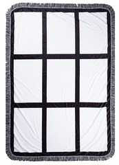 Sublimation Blanket with 9 Printable Panel:Custom Personalised Blank Blanket with Tassel 40x60 Inch