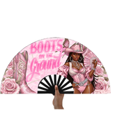 Pink Boots Cowgirl Clack Fans 13in