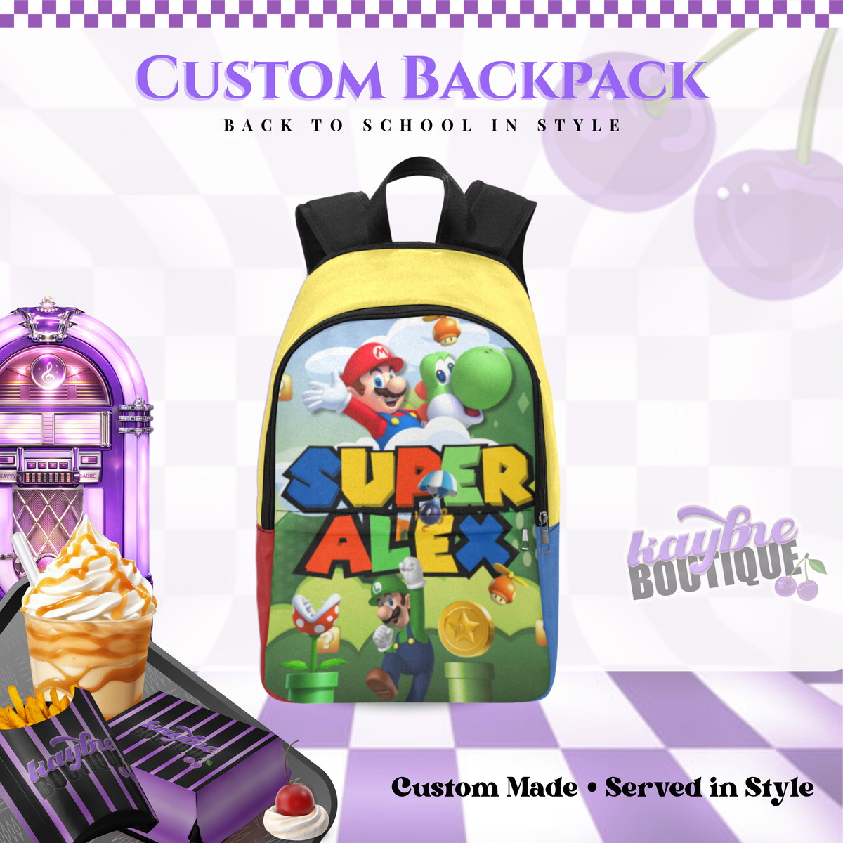 Customize Inspired Super Mario Backpack