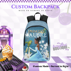 Customize Princess And Frog Blue Personalized Backpack