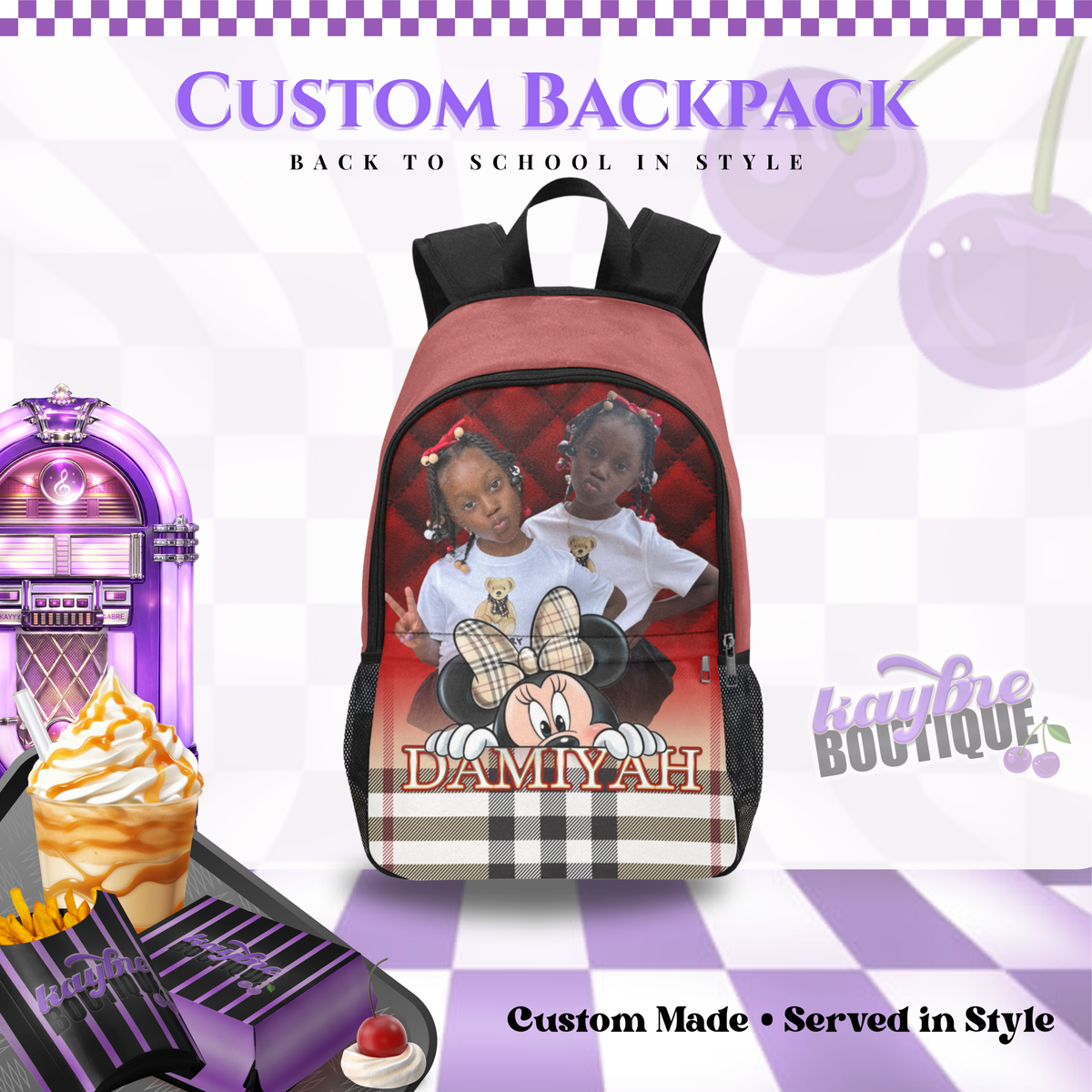 Plaid Customize Photo Backpack