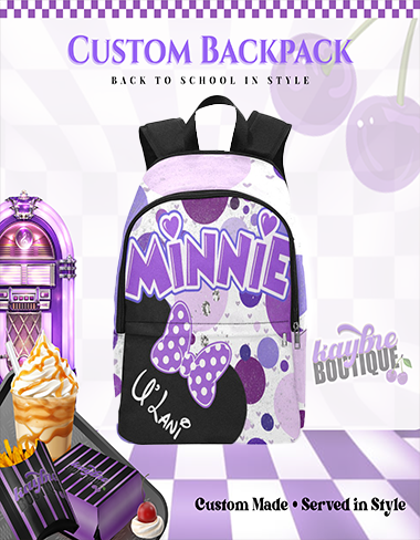 Purple Minnie Polka Dot Personalized Backpack