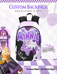 Purple Minnie Polka Dot Personalized Backpack