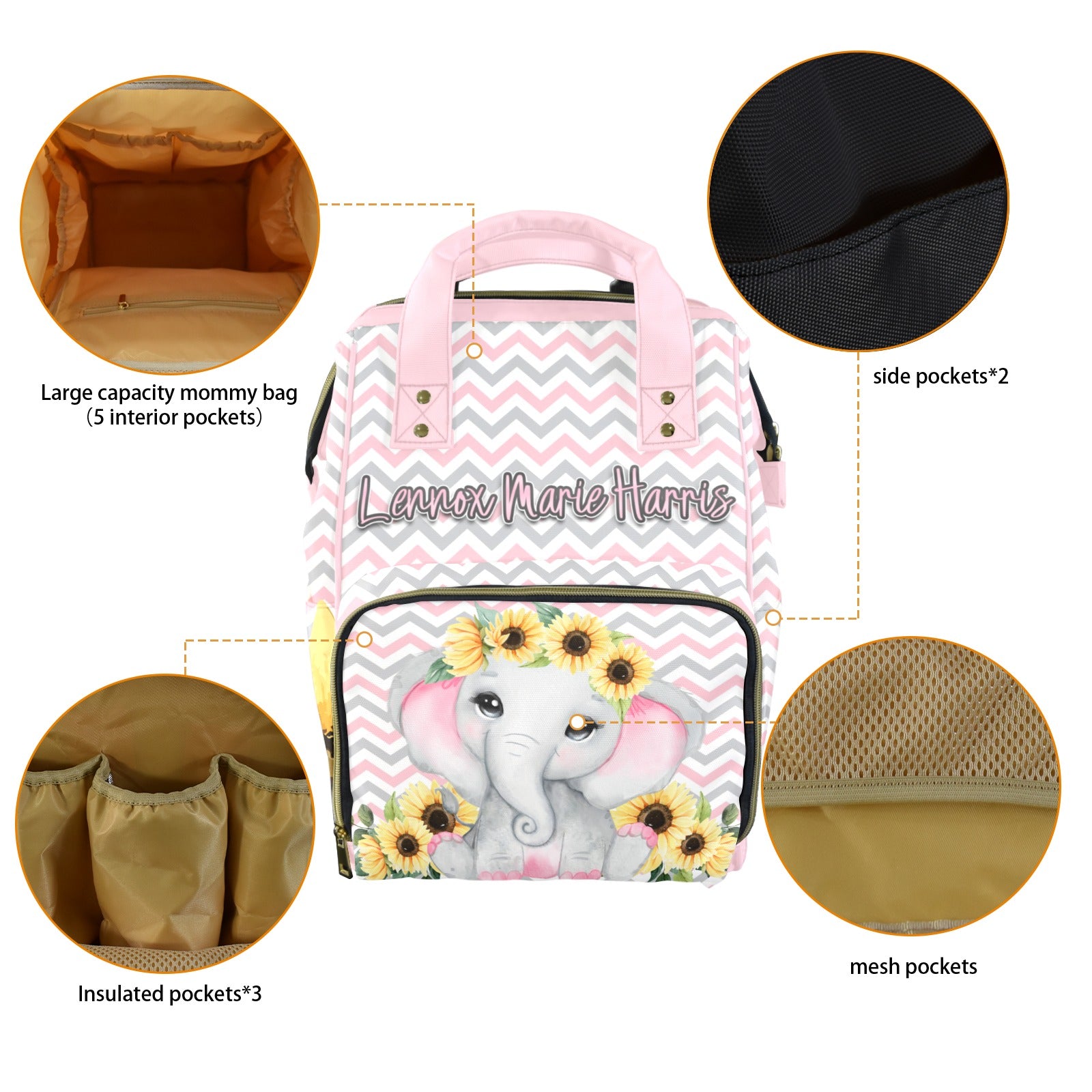 Pink Chevron Elephant Set