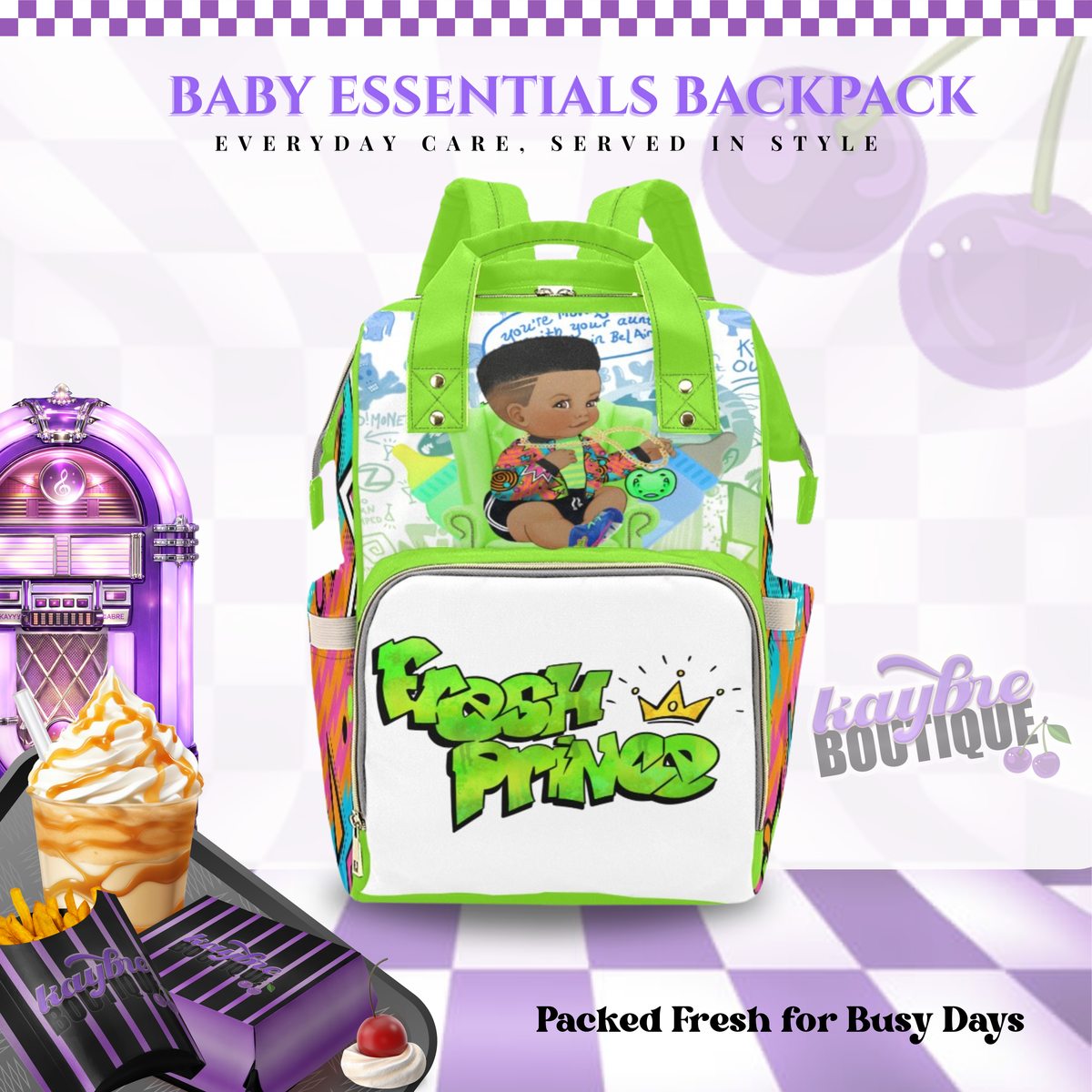 Green Fresh Prince Multi-Use Diaper Bag