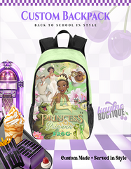 Green Inspired Customize Princess And Frog  Personalized Backpack