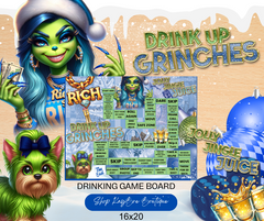 “Drink Up Grinches” – Christmas Drinking Game Board (Digital Template)