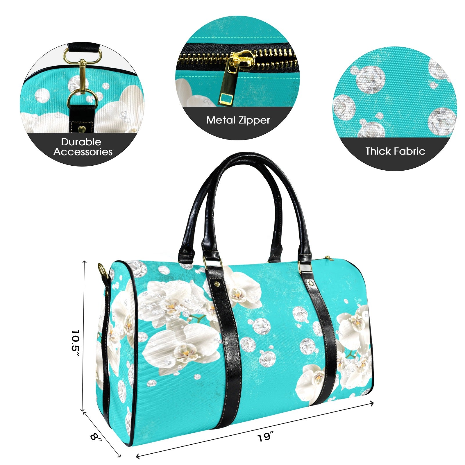 Elegant Floral Large Capacity Travel Bag - Customizable Design