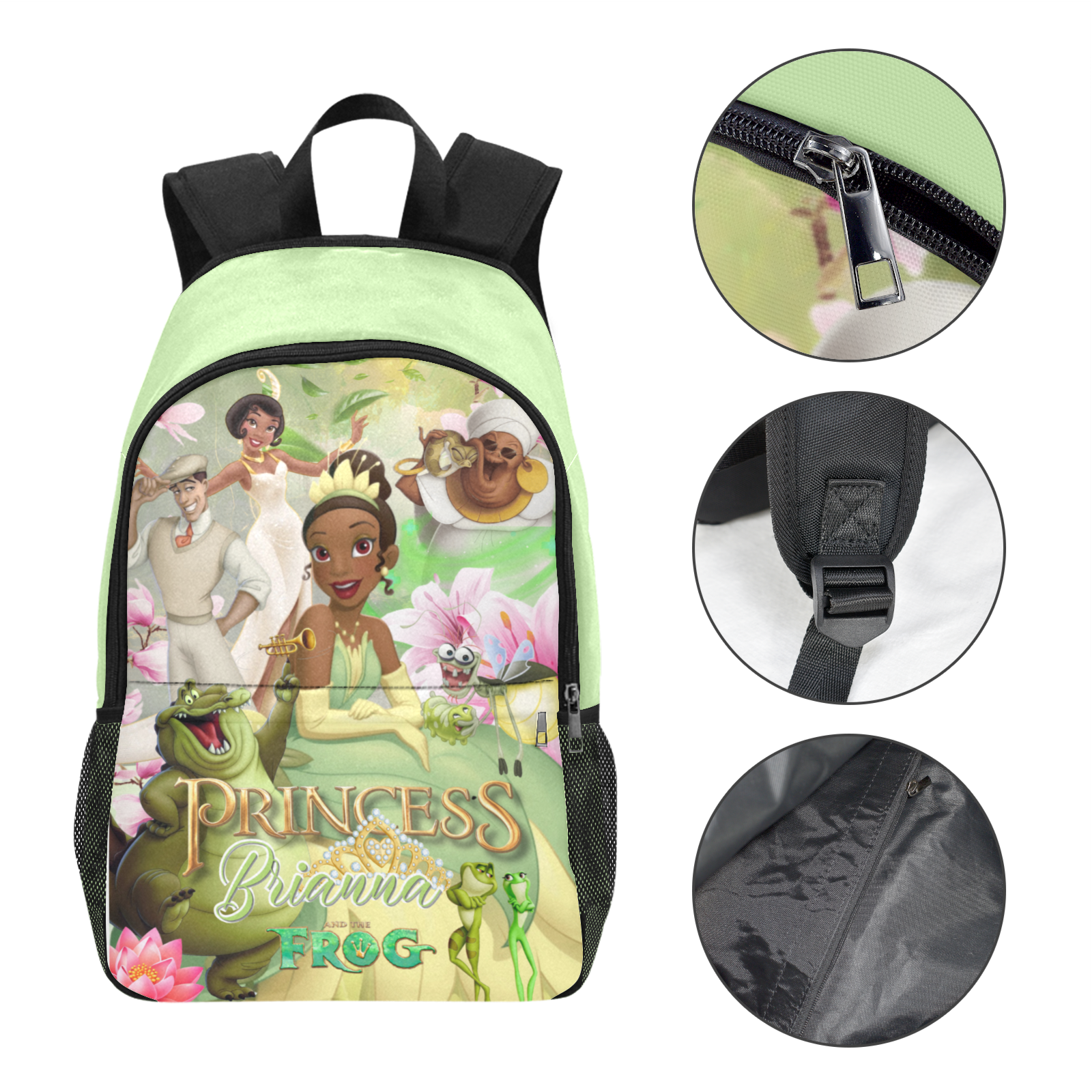 Green Inspired Customize Princess And Frog  Personalized Backpack