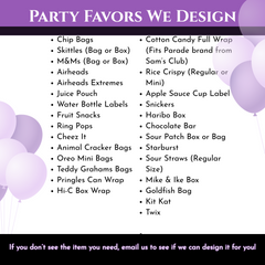 Custom Party Favor Design + Printed Wrappers