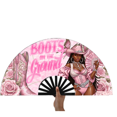 Pink Boots Cowgirl Clack Fans 13in