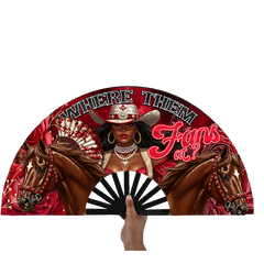 Red Cowgirl Clack Fans 13in